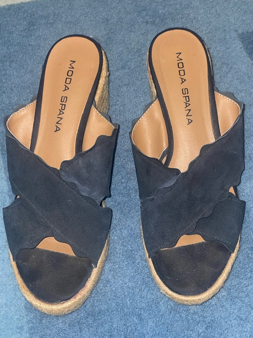 Moda Spana Navy Suede Espadrille Sandals 8M
